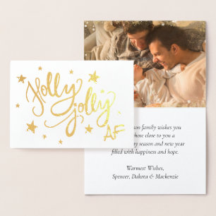 Holly Jolly AF   Shiny Faux Gold Foil Photo Card