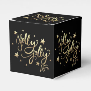 Holly Jolly AF   Shiny Gold Faux Foil Script Favour Box