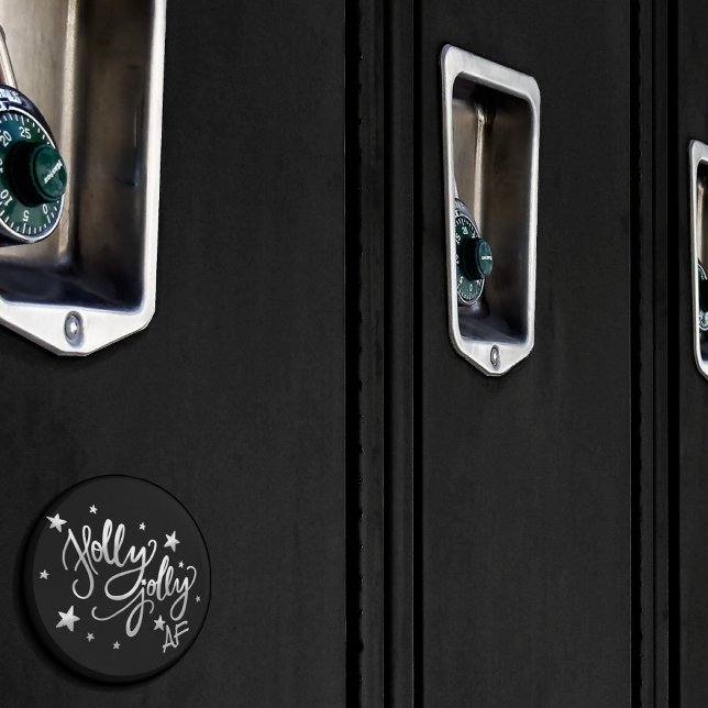 Holly Jolly AF | Shiny Silver Faux Foil Script Magnet (Creator Uploaded)