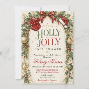 Holly Jolly Baby Shower Invitation