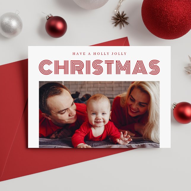 Holly Jolly Baby's First Christmas Family Photo Holiday Card (Creator Uploaded)