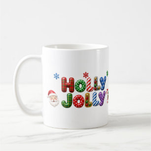 Holly Jolly Bauble Tinsel Plaid Santa Christmas Coffee Mug