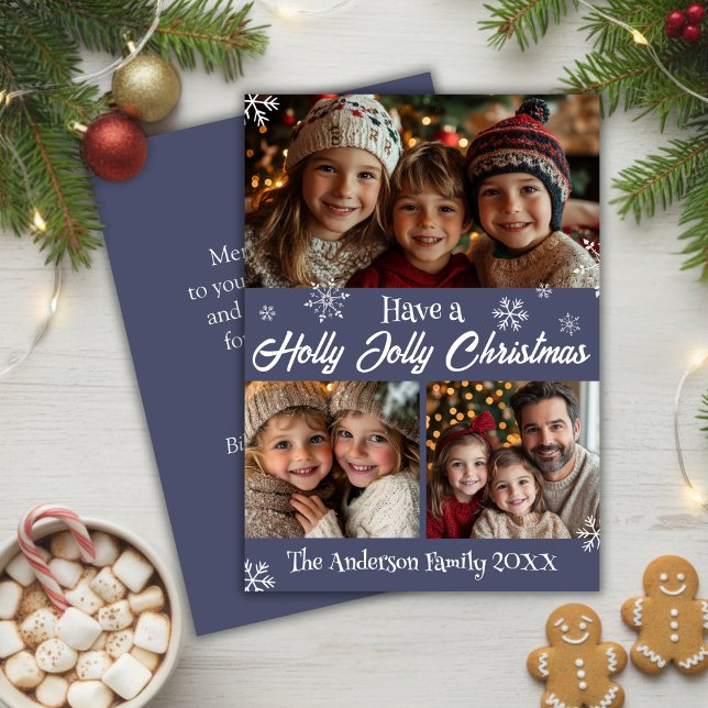 Holly Jolly Blue And White Christmas Family Photo Holiday Card (Holly Jolly Blue And White Christmas Family Photo Holiday Card
)