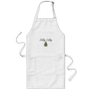Holly Jolly Calligraphy with Vintage Christmas Tre Long Apron