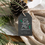 Holly Jolly | Chalkboard Holiday Gift Tags<br><div class="desc">Festive Christmas gift tags feature "have a holly jolly Christmas" in white hand lettered typography on a chalkboard background,  accented with red and green holly leaves and berries. Personalise with your names or custom greeting beneath. Blank on reverse side for hand-writing your gift recipient's name.</div>