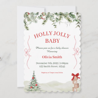 Holly Jolly Christmas Baby Shower Invite