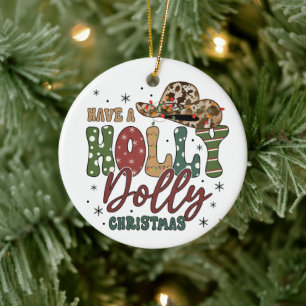 Holly Jolly Christmas Ceramic Ornament