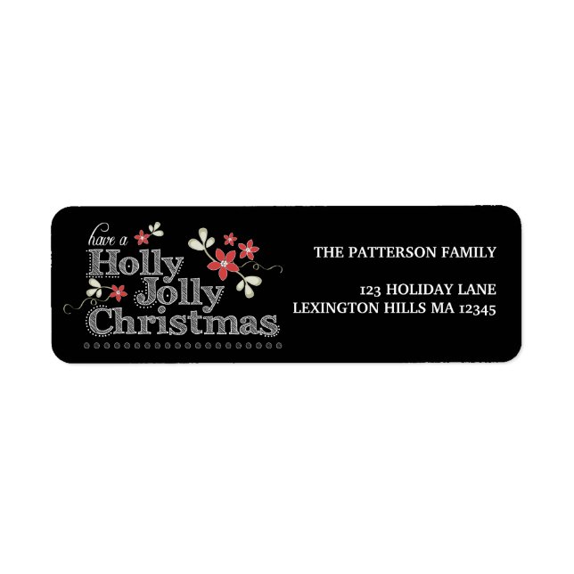 Holly Jolly Christmas Chalkboard Address Label Return Address Label (Front)