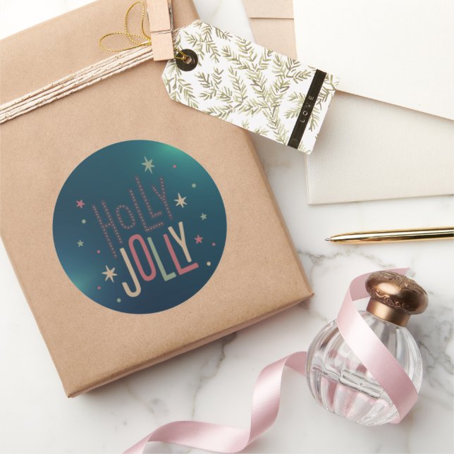 Holly Jolly Christmas  Classic Round Sticker (Gifting)