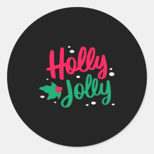 Holly Jolly Christmas  Classic Round Sticker