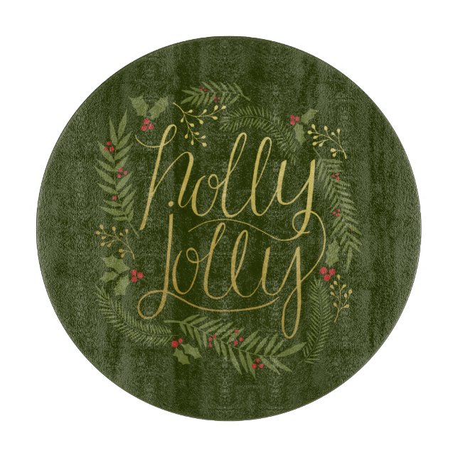 Holly Jolly Christmas Cutting Board (Front)