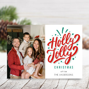 Holly Jolly Christmas Family Photo Holiday Card