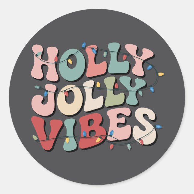 Holly Jolly Christmas Gift Family Xmas Holiday  Classic Round Sticker (Front)