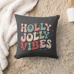 Holly Jolly Christmas Gift Family Xmas Holiday  Cushion