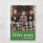 Holly Jolly Christmas Greeting Card<br><div class="desc">Everyone who receives this card is sure to be in a Holly Jolly mood this holiday season. Feature your favourite photo on the front, and on the back there is space for six more festive images. The greeting on the back reads “Wishing you a very merry Christmas and a happy...</div>