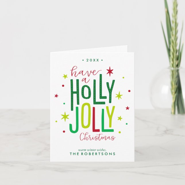 Holly Jolly Christmas Holiday Card (Front)