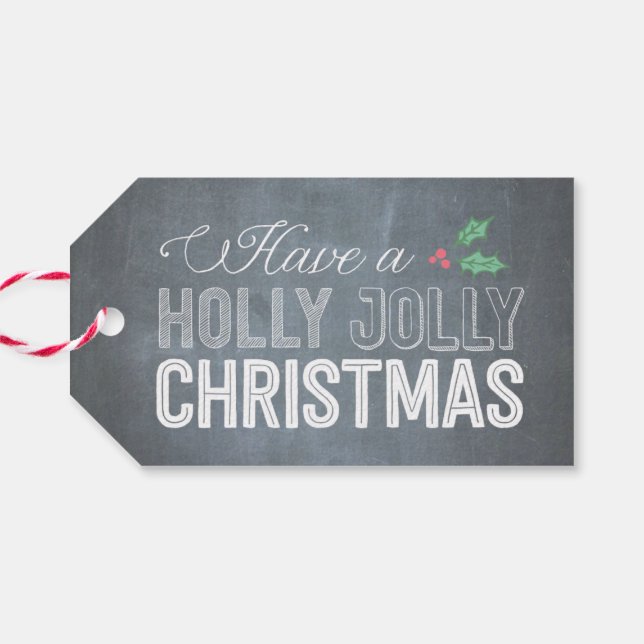 Holly Jolly Christmas Holiday Gift Tags (Back Horizontal)