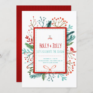 Holly Jolly Christmas Holiday Party Invitation