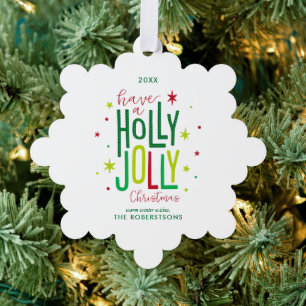 Holly Jolly Christmas Holiday Tree Decoration Card