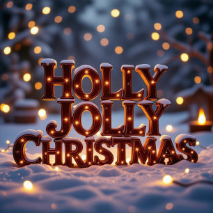 Holly Jolly Christmas Holiday Tree Decoration Card