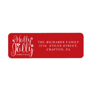 Holly Jolly Christmas Holidays Return Address Label