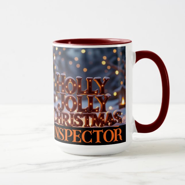 Holly Jolly Christmas Inspector Keepsake Mug (Right)