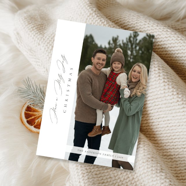 Holly Jolly Christmas Minimalist Family Photo Holiday Card (Creator Uploaded)