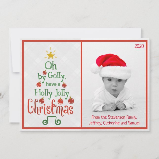 Holly Jolly Christmas | Modern Photo Holiday Card (Front)