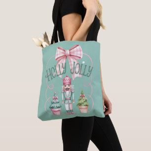 Holly Jolly Christmas Nutcracker Coquette Preppy Tote Bag