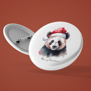 Holly Jolly Christmas Panda, custom 3 Cm Round Badge