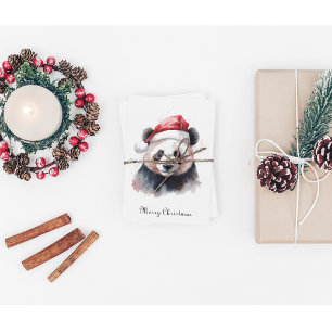 Holly Jolly Christmas Panda, custom Foil Holiday Card