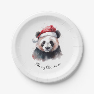 Holly Jolly Christmas Panda, custom Paper Plate