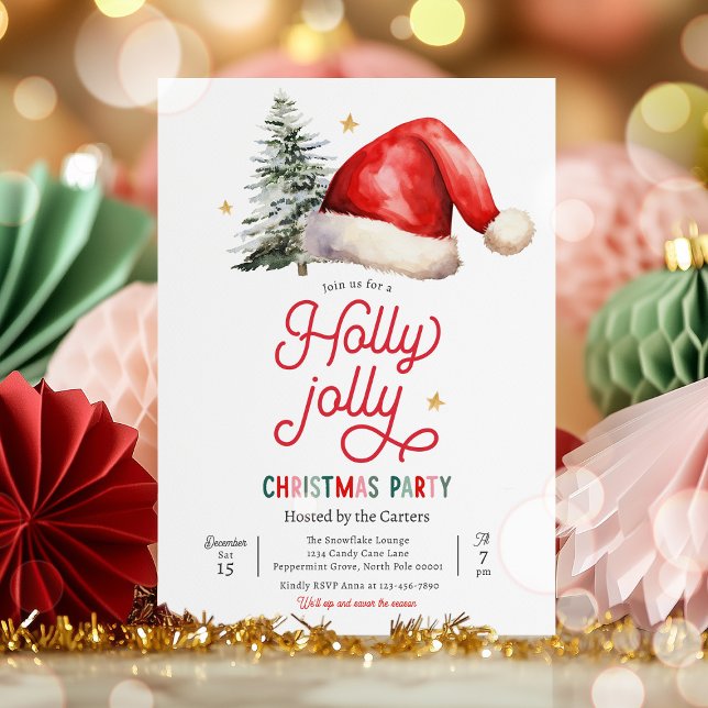 Holly Jolly Christmas Party Family Holiday Party Invitation (Creator Uploaded)