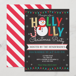 Holly Jolly Christmas Party Invitation Holiday