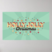 Holly jolly Christmas retro comics typography