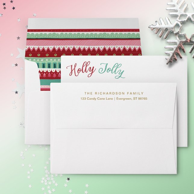 Holly Jolly Christmas Return Address Envelope (Creator Uploaded)
