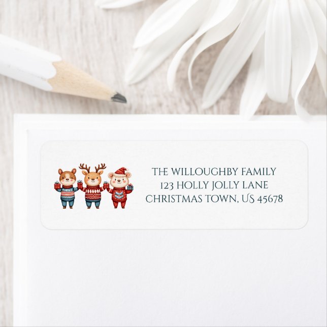Holly Jolly Christmas Return Address Label (Insitu)
