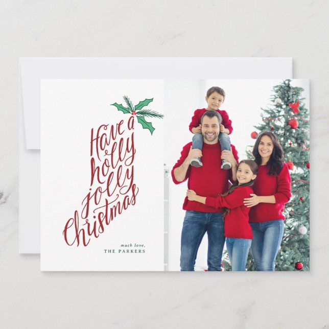 Holly Jolly Christmas stocking hand-lettered  (Front)