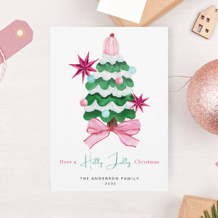 Holly Jolly Christmas Tree Holiday Card