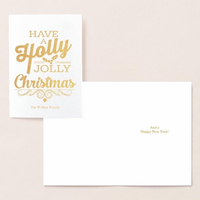 Holly Jolly Christmas with Name Foil Card (Display)
