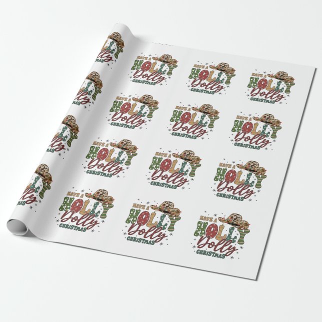 Holly Jolly Christmas Wrapping Paper (Unrolled)