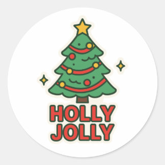 Holly Jolly Classic Round Sticker