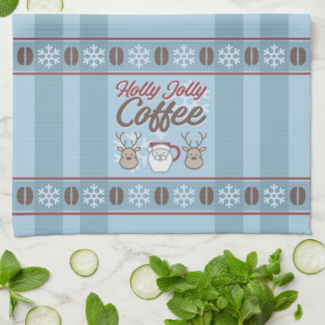 Holly Jolly Coffee Tea Towel (Folded)