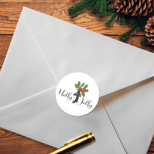 Holly Jolly Cute Funny Penguin Christmas Classic Round Sticker