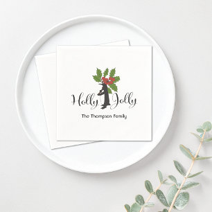 Holly Jolly Cute Funny Penguin Christmas Paper Napkin