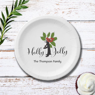 Holly Jolly Cute Funny Penguin Christmas Paper Plate