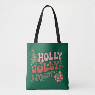 Holly Jolly Dog Mum Christmas Holiday Pet Lover Tote Bag