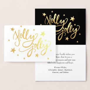Holly Jolly   Elegant Gold Faux Foil Script Card