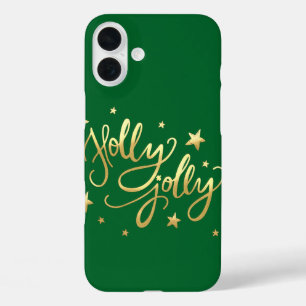 Holly Jolly Elegant Gold Faux Foil Script iPhone 16 Plus Case