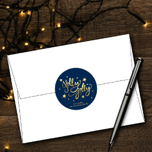 Holly Jolly Elegant Gold Faux Foil Script Classic Round Sticker